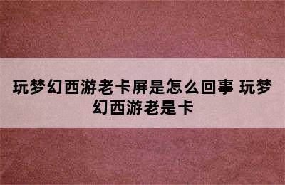 玩梦幻西游老卡屏是怎么回事 玩梦幻西游老是卡